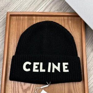 Celine Black Knit Hat with Box